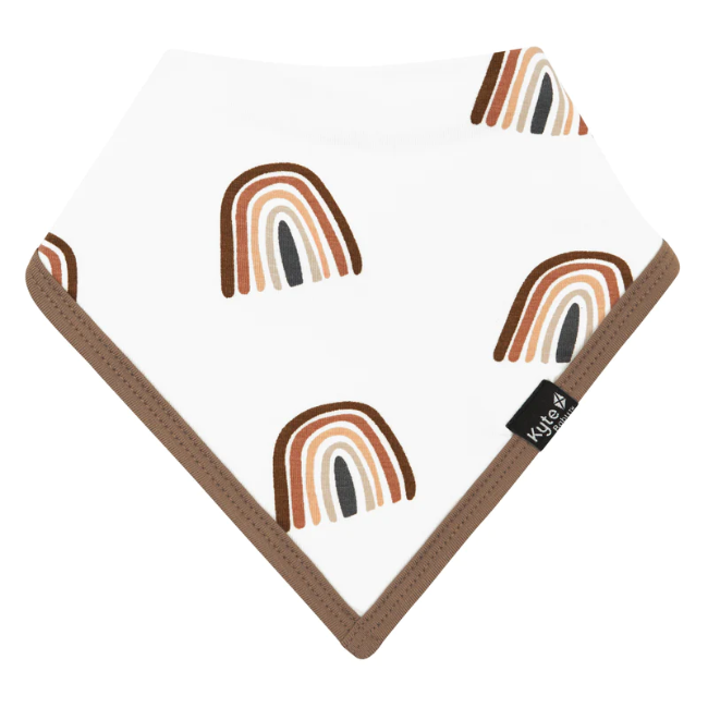 kyte baby printed bib in coffee rainbow