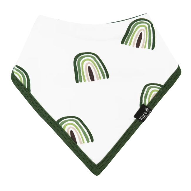 kyte baby printed bib in hunter rainbow