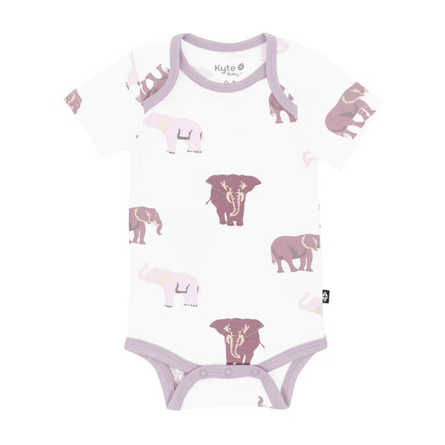 Kyte Baby Short Sleeve Printed Bodysuit in Elephant