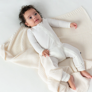 Kyte Baby Chunky Knit Baby Blanket in Cloud