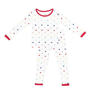 Kyte Baby Long Sleeve Printed Toddler Pajama Set in Cloud Rainbow Heart