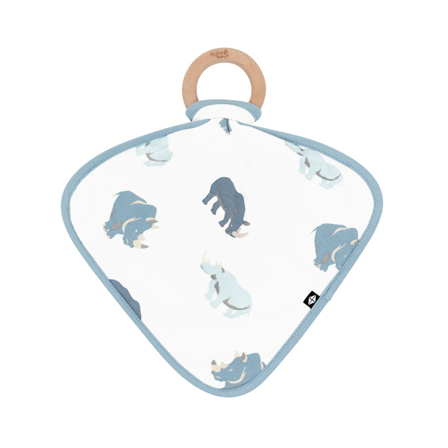 Kyte Baby Lovey with Removable Wooden Teething Ring in Rhino