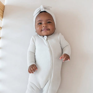 Kyte Baby Ribbed Zippered Footie in Oat
