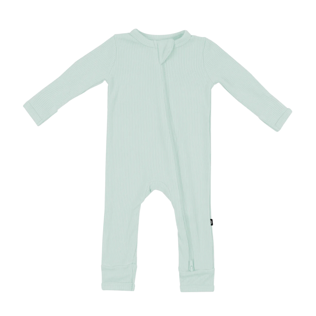 kyte baby ribbed zippered romper - sage