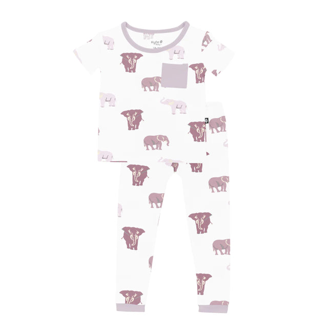 Kyte Baby Short Sleeve with Pants Pajamas in Elephant