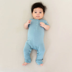 Kyte Baby Short Sleeve Romper in Dusty Blue