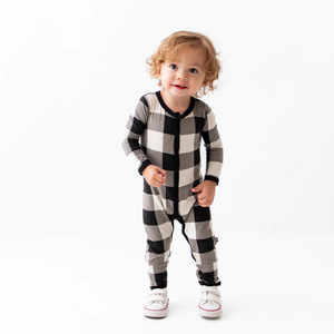 Kyte Baby Printed Snap Romper in Midnight Plaid