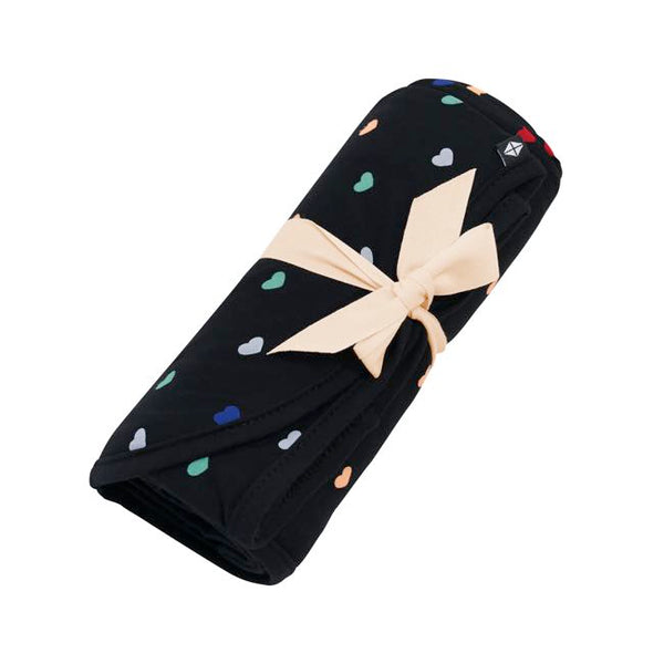Kyte Baby Printed Swaddle Blanket in Midnight Rainbow Heart Baby