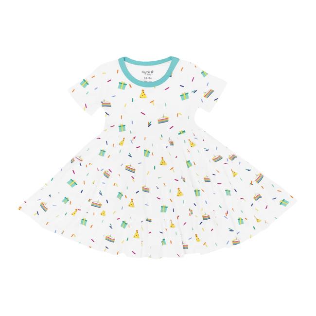 Kyte Baby Short Sleeve Tiered Dress in Cloud Party