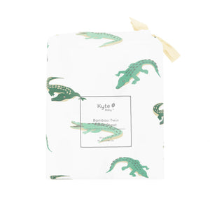 Kyte Baby Printed Twin Sheet in Crocodile