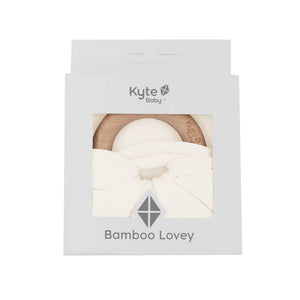 Kyte Baby Lovey with Removable Wooden Teething Ring in Ecru