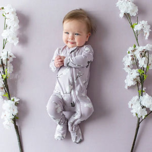 Kyte Baby Printed Zippered Footie in Cherry Blossom