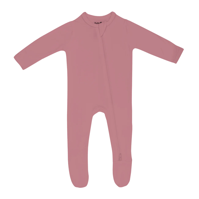 kyte baby zippered footie - dusty rose