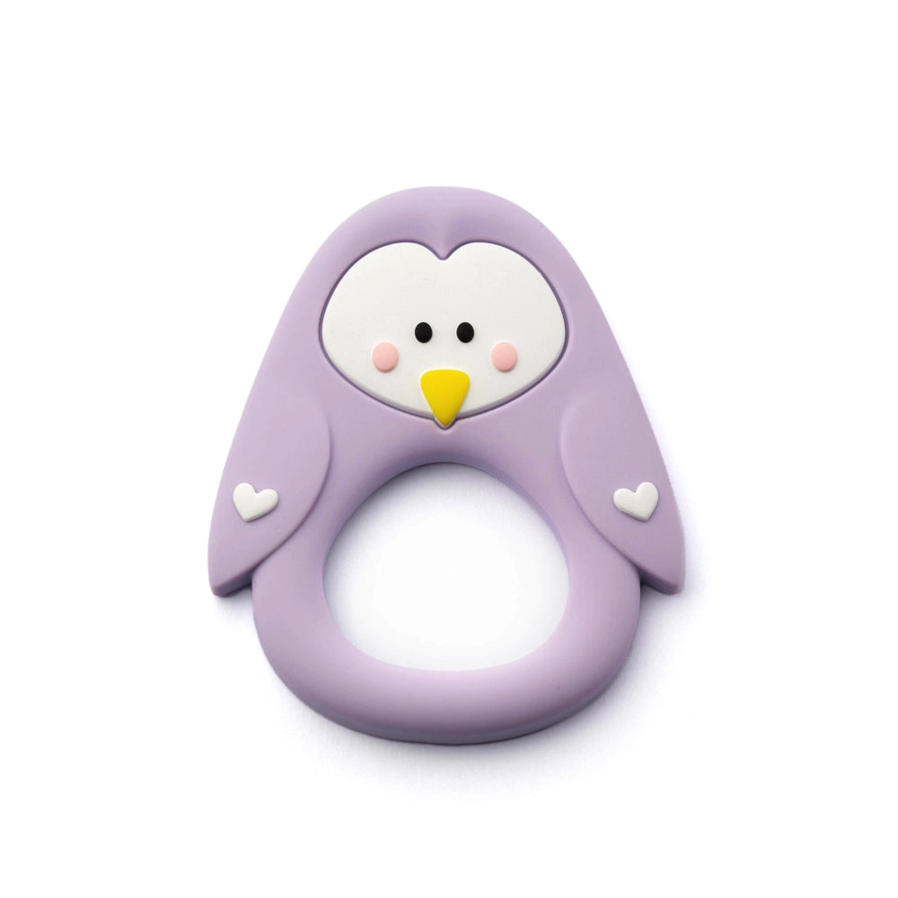 Little Cheeks Silicone Teether - Lilac Penguin