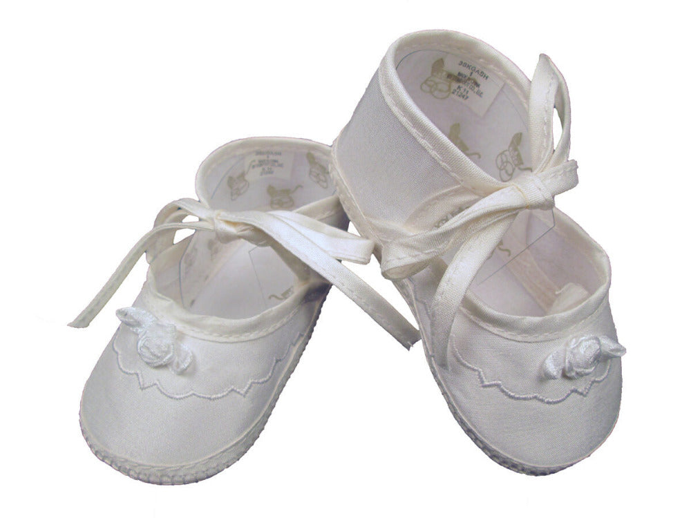 little things mean a lot silk dupioni shoes with ribbon rosette - girls