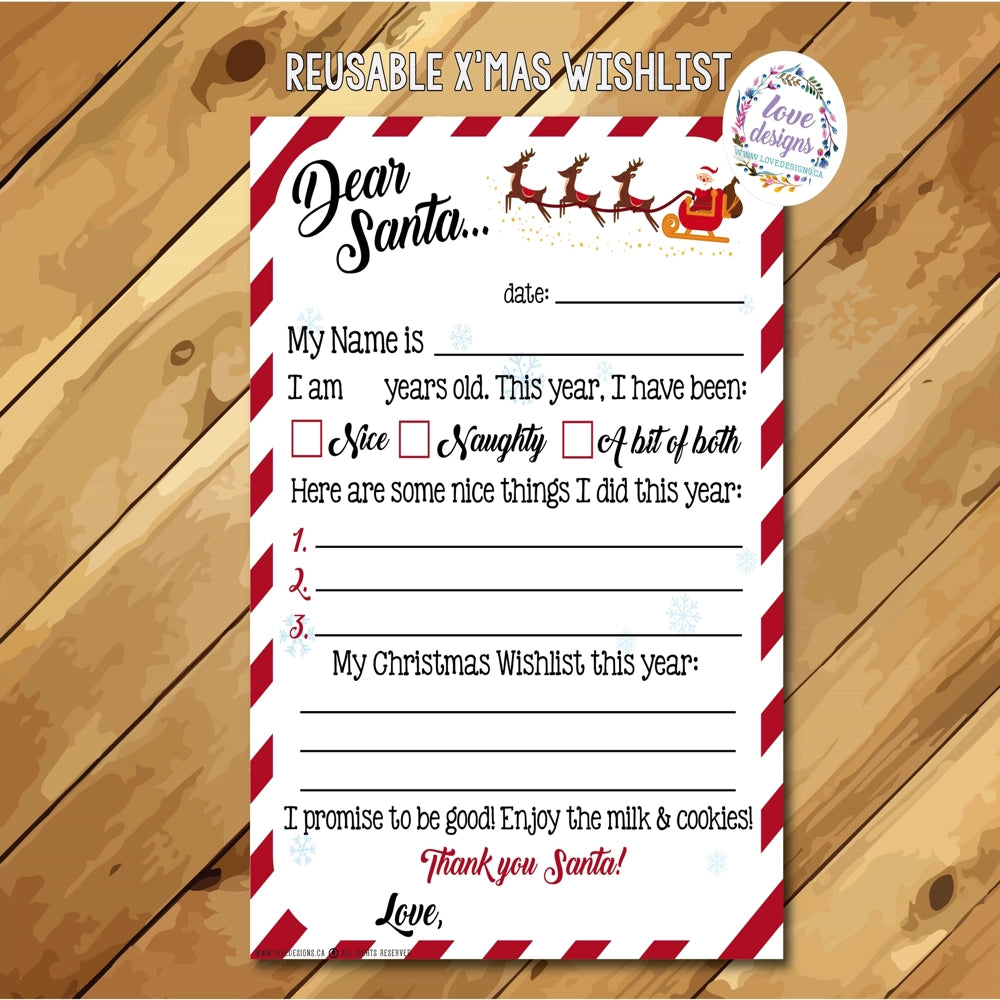 Love Designs Reusable Christmas Wishlist
