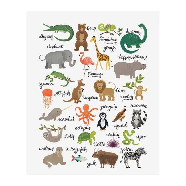 LoveLight Paper Art Print - Animal Alphabet Chart