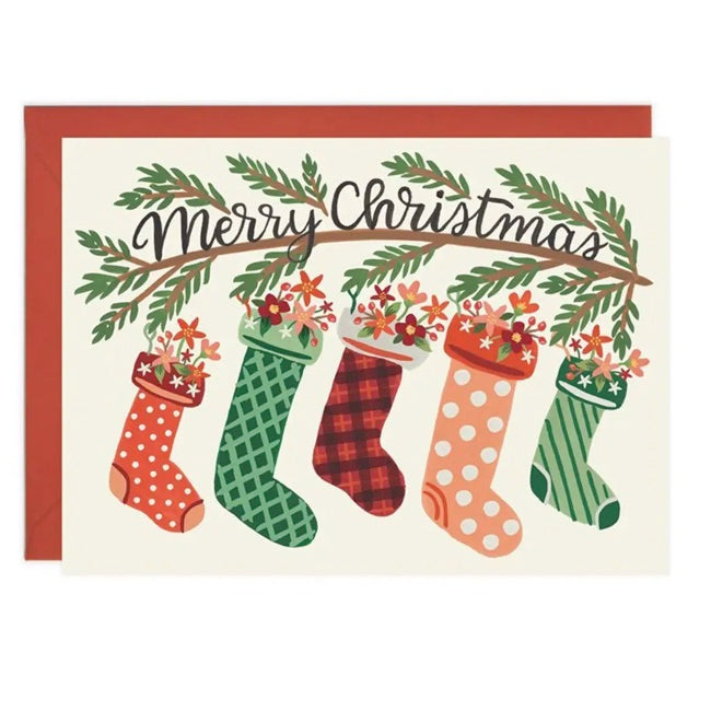 LoveLight Paper Bloom Stocking Christmas Card