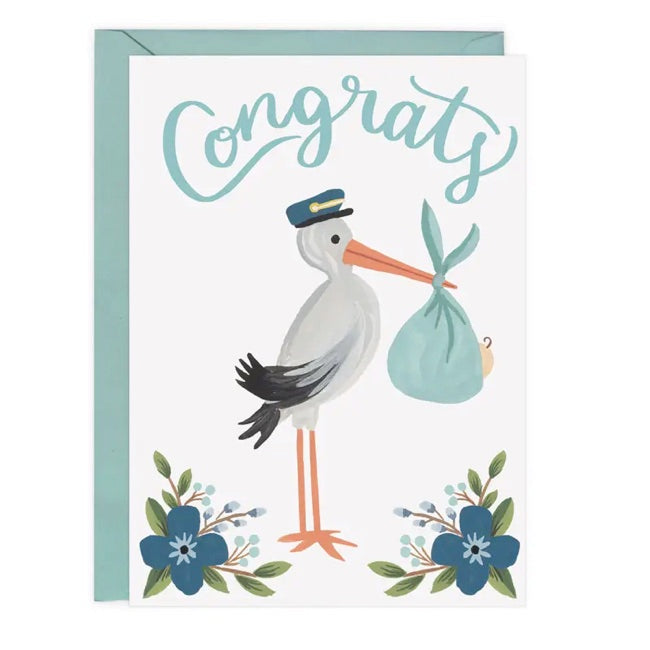 LoveLight Paper Stork Congrats Card - Blue