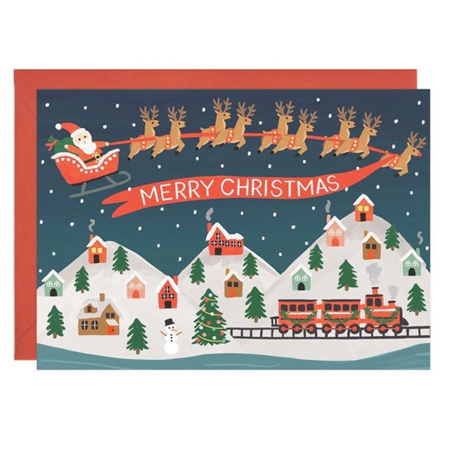 LoveLight Paper Santa's Village Christmas Card