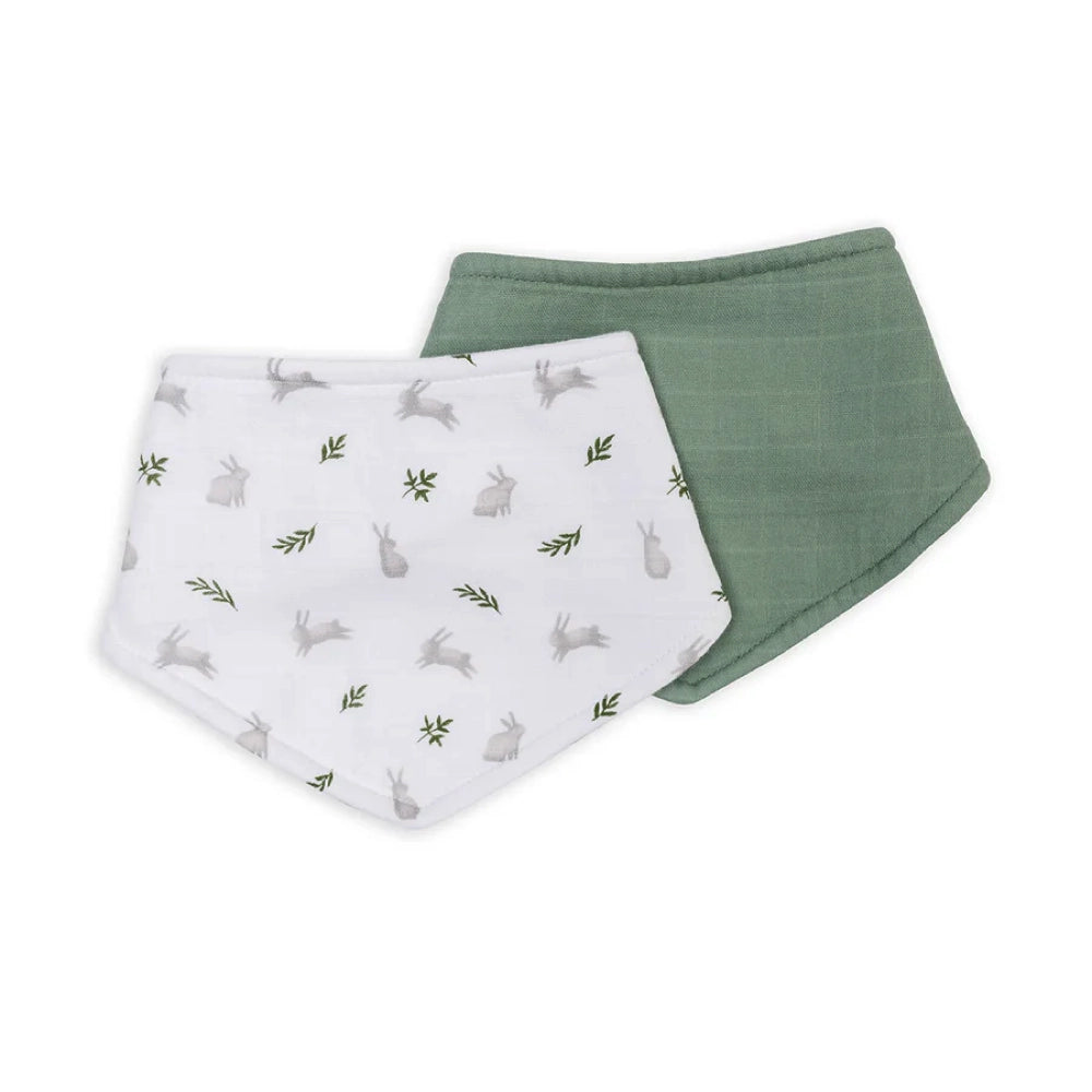 Lulujo Bandana Bib 2pk - Bunny/Fern