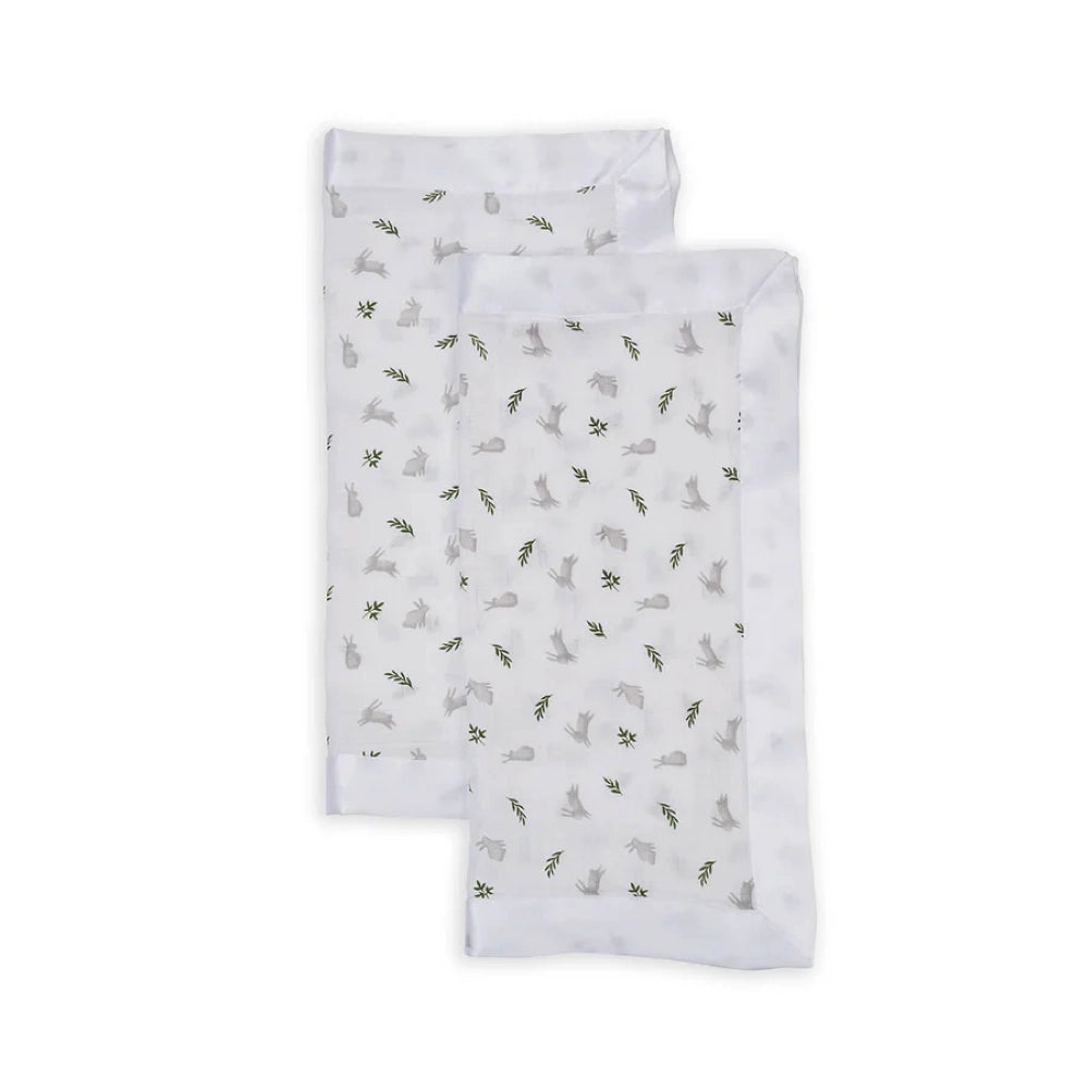 Lulujo Security Blankets 2pk Muslin Cotton - Bunnies