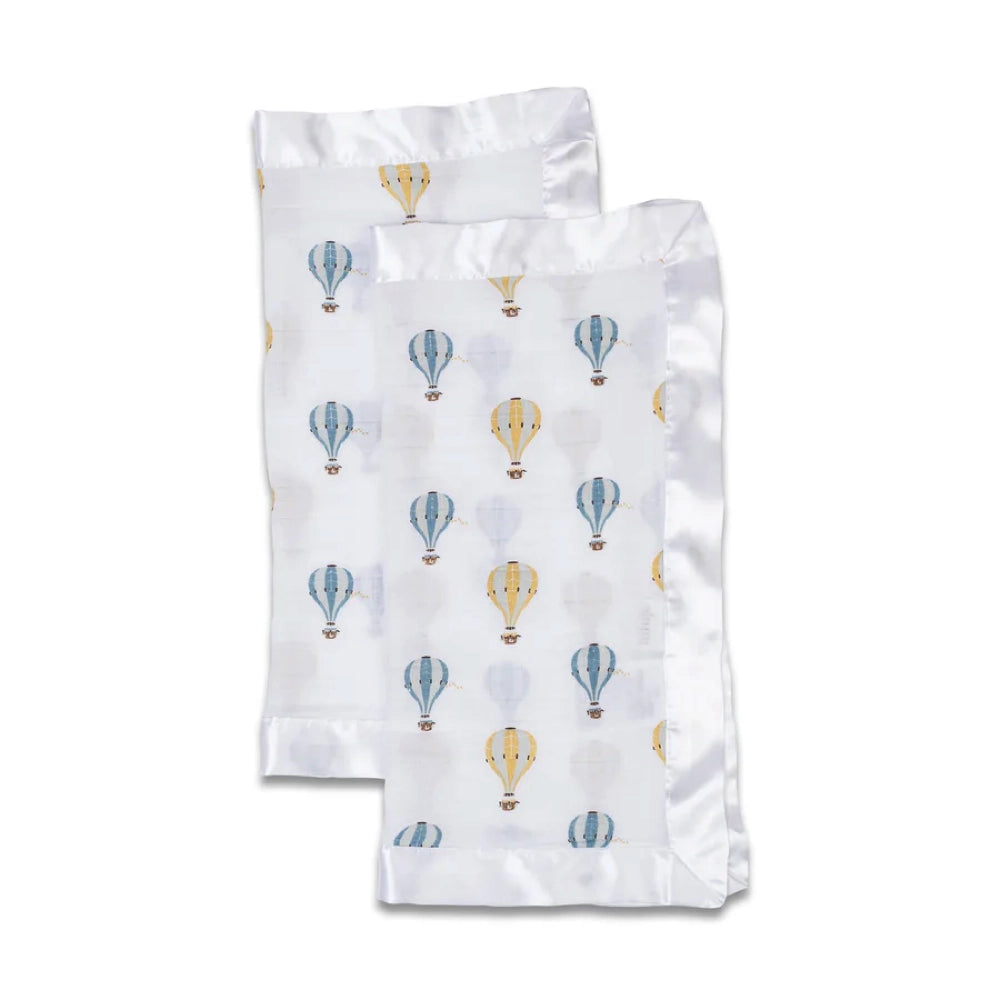 Lulujo Security Blankets 2pk Muslin Cotton - Hot Air Balloon