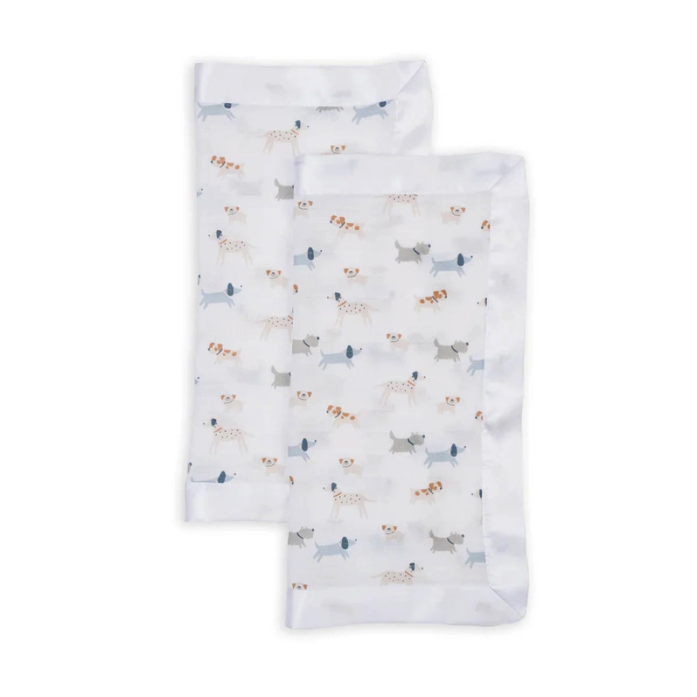 Lulujo Security Blankets 2pk Muslin Cotton - Puppy Dog