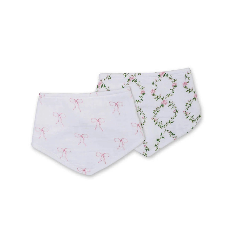 Lulujo Bandana Bib 2pk - Bows + Trellis