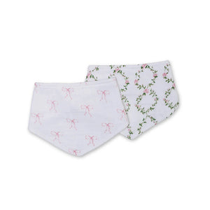 Lulujo Bandana Bib 2pk - Bows + Trellis