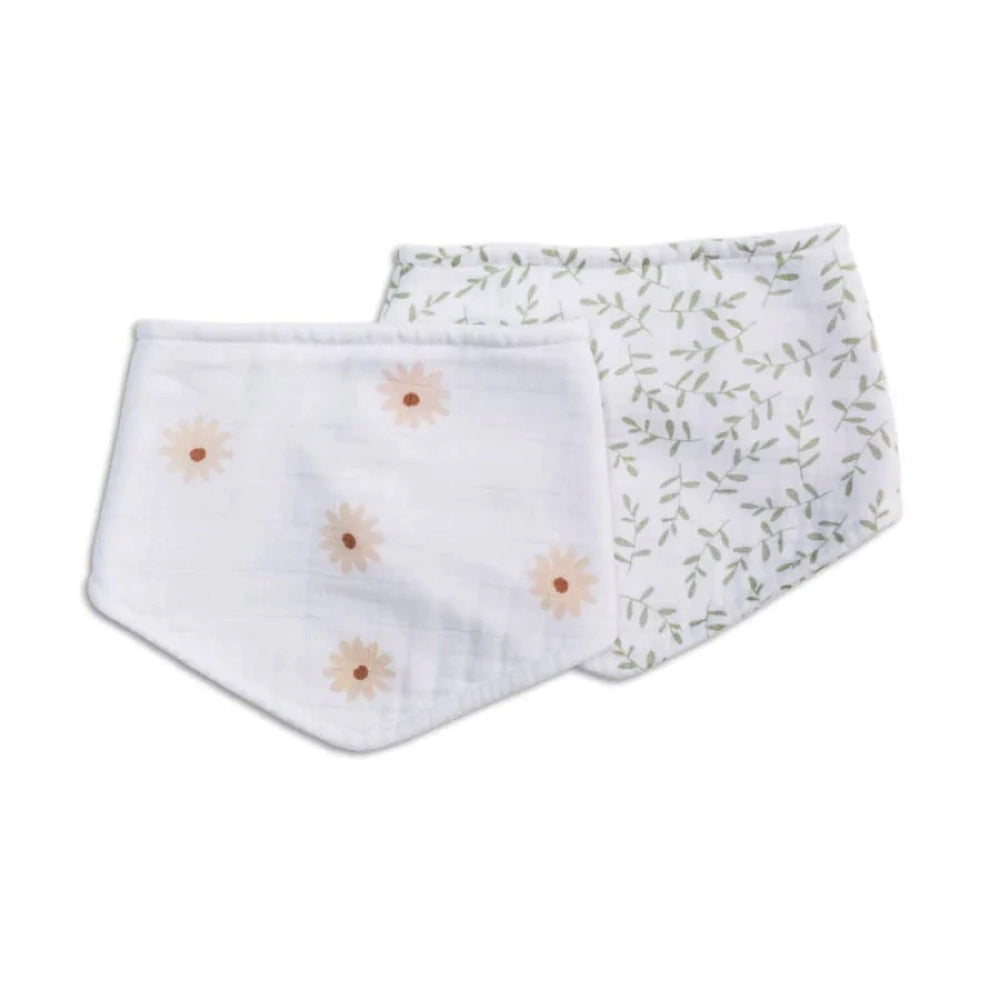 Lulujo Bandana Bib 2pk - Daisies/Greenery