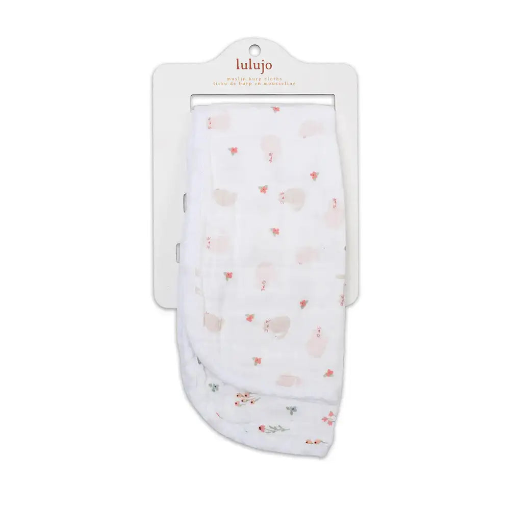 Lulujo 2pk Burp Cloths - Kitty + Flower