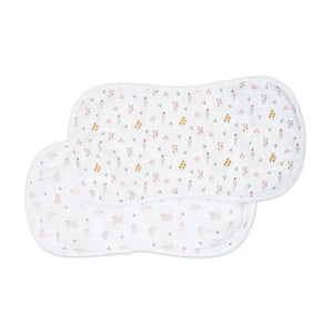 Lulujo 2pk Burp Cloths - Kitty + Flower
