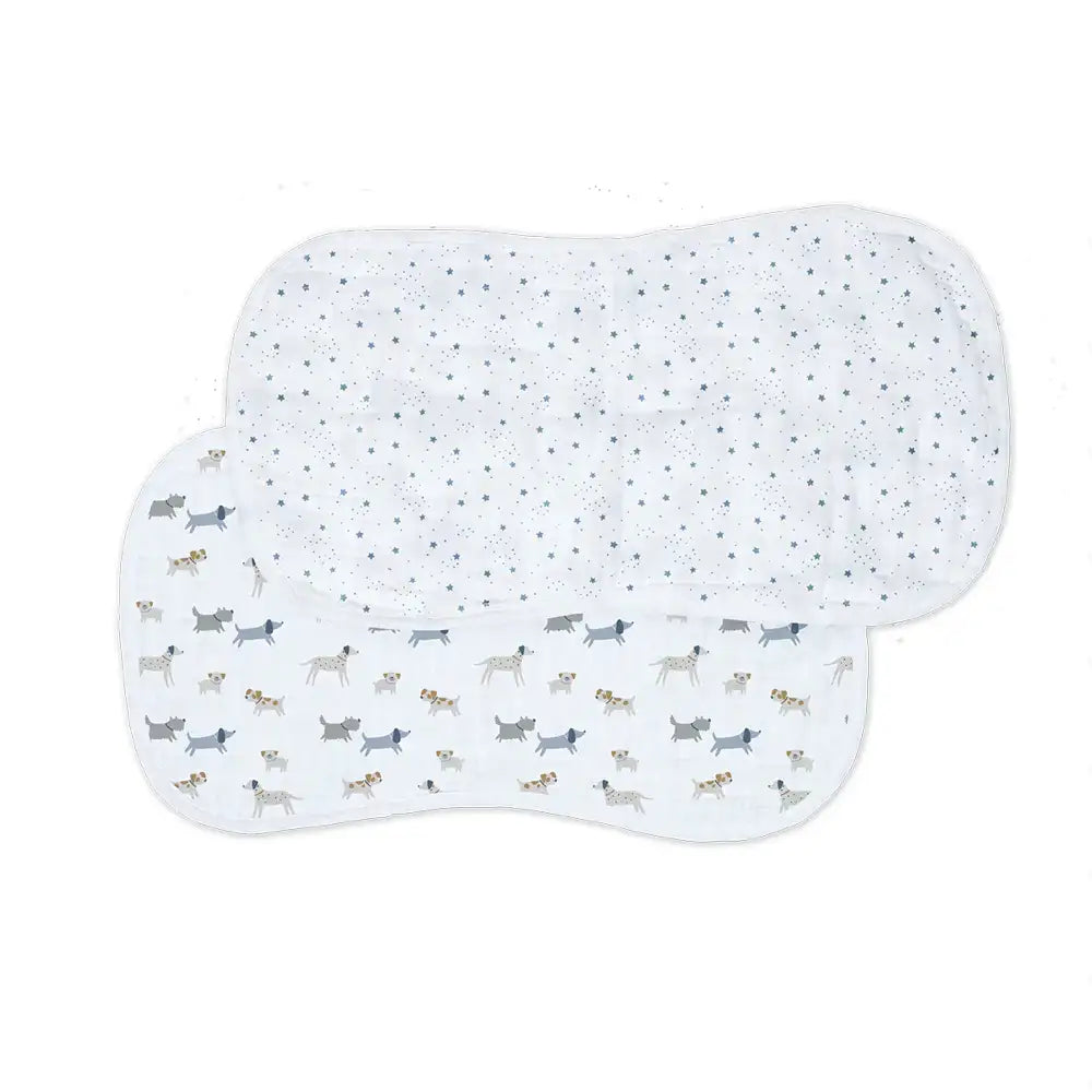 Lulujo 2pk Burp Cloths - Puppy + Stars