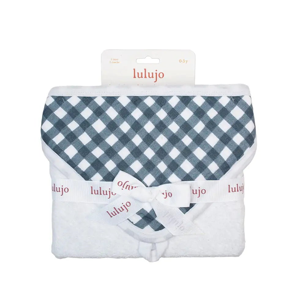 Lulujo Hooded Towel - Navy Gingham
