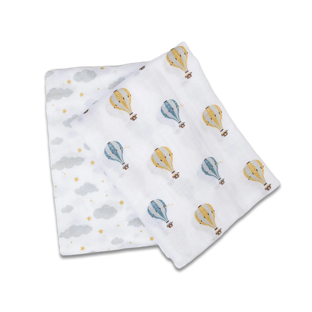 Lulujo 2pk Cotton Muslin Swaddles - Hot Air Balloon