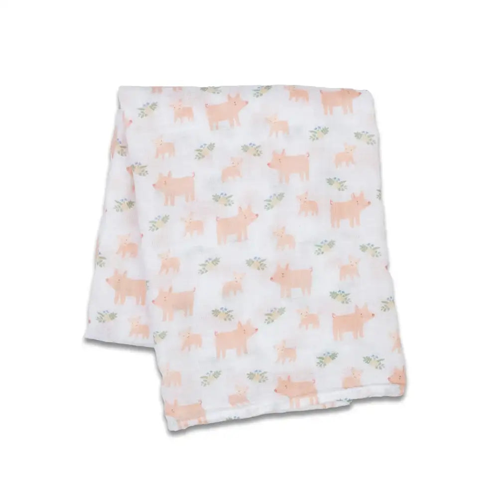 Lulujo Cotton Muslin Swaddle - Piggies