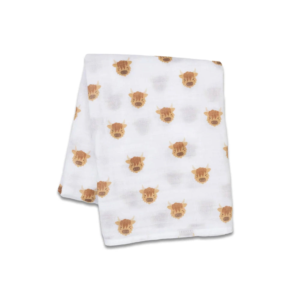 Lulujo Cotton Muslin Swaddle - Highland Cows
