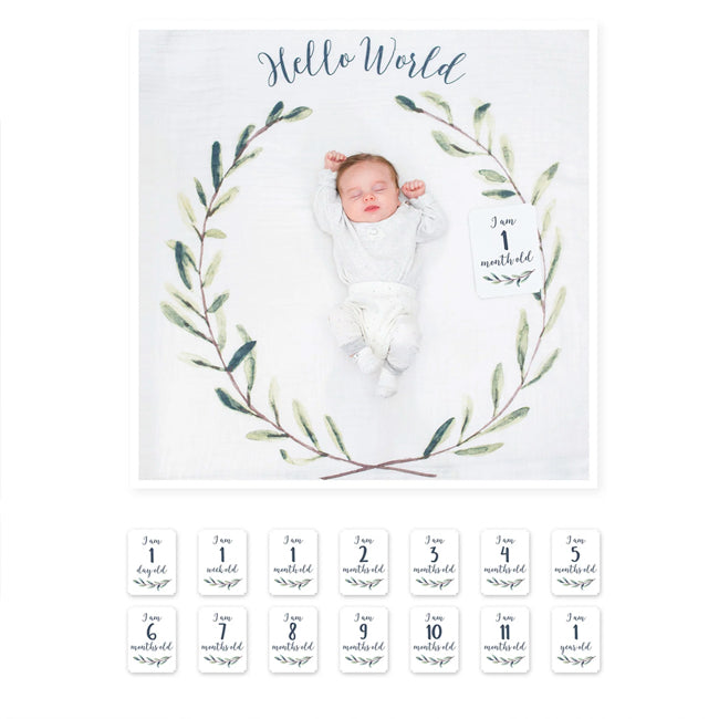 Lulujo Baby's 1st Year Photo Set - Hello World Wreath