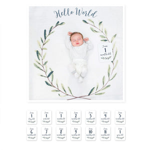 Lulujo Baby's 1st Year Photo Set - Hello World Wreath