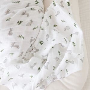Lulujo Cotton Muslin Swaddle - Bunnies