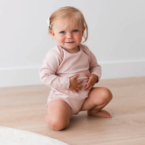 Mila & Co. Ribbed Long Sleeve Bodysuit - Blush