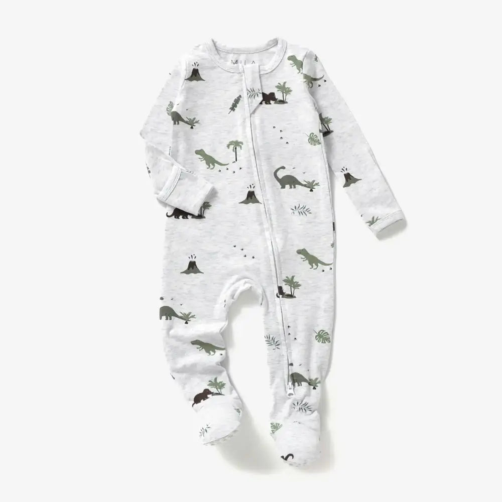 Mila & Co. Jersey Zippered Footie in Dino