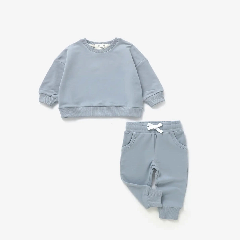 Mila & Co. Sweatshirt and Jogger Set in Fog