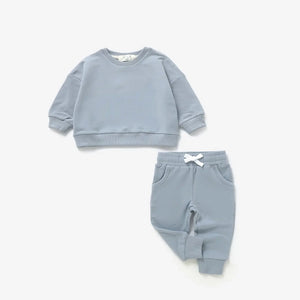 Mila & Co. Sweatshirt and Jogger Set in Fog
