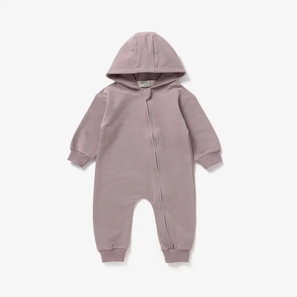 Mila & Co. Hoodie Romper - Pale Mulberry