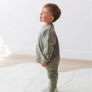 Mila & Co. Sweatshirt and Jogger Set in Basil
