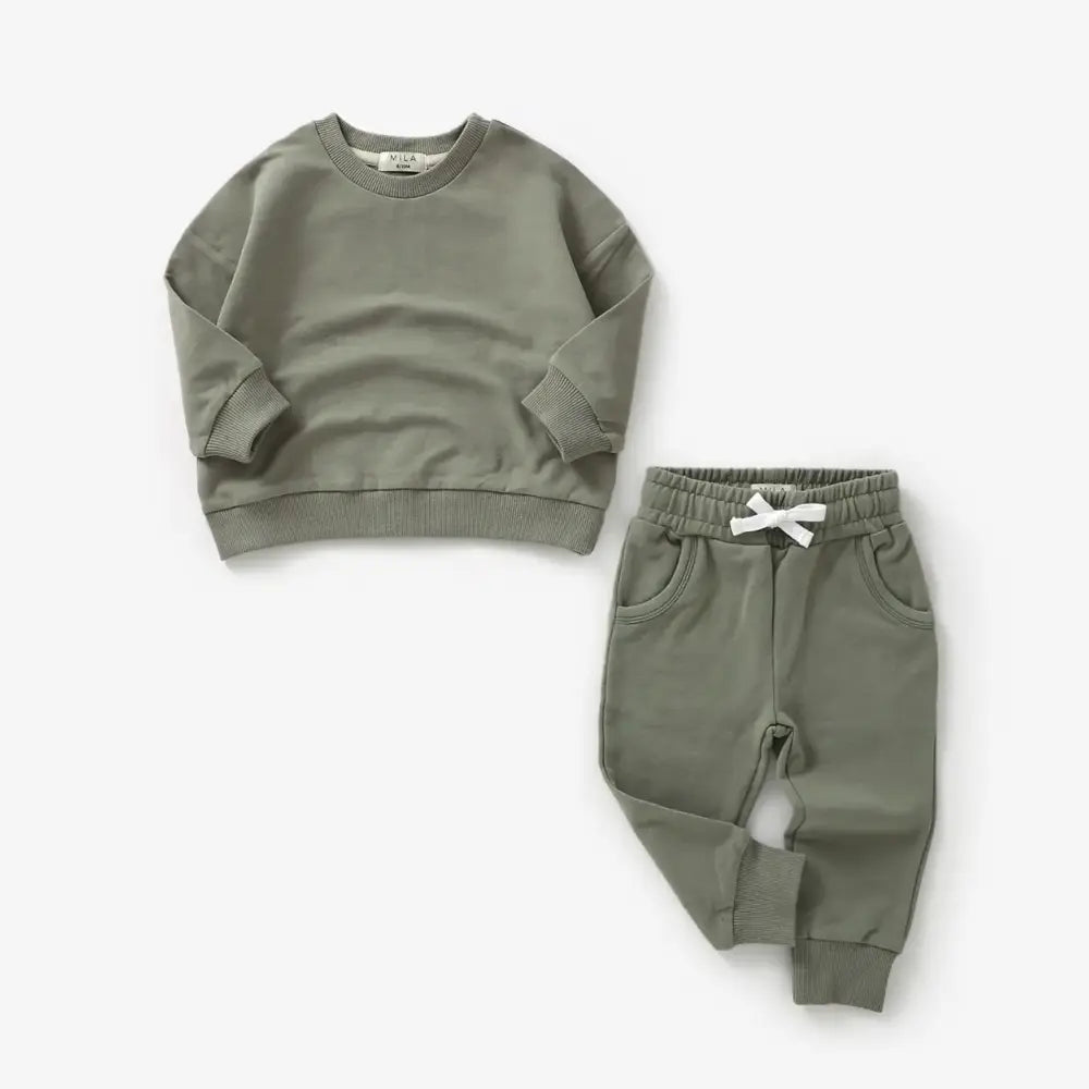 Mila & Co. Sweatshirt and Jogger Set in Basil