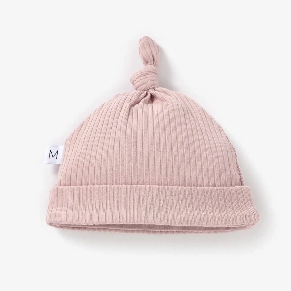 Mila & Co. Ribbed Knotted Hat in Blush