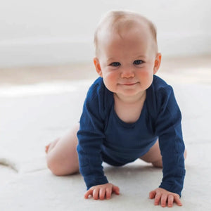 Mila & Co. Ribbed Long Sleeve Bodysuit - Navy